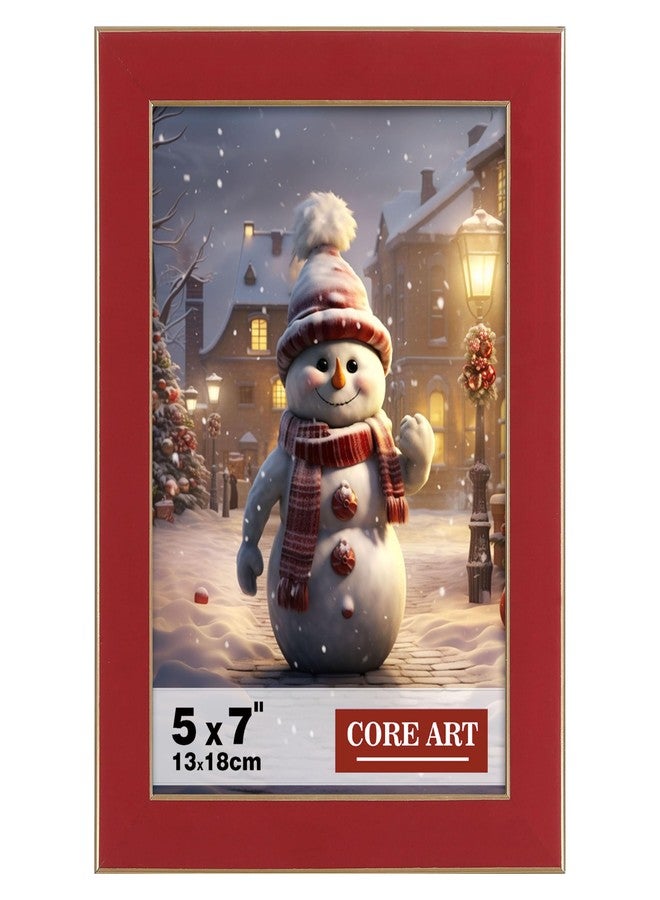 CORE ART 5x7 Picture Frame Red Photo Frame, 5 by 7 Colorful Frame with HD Plexiglass, Wall or Tabletop Display - Image 1